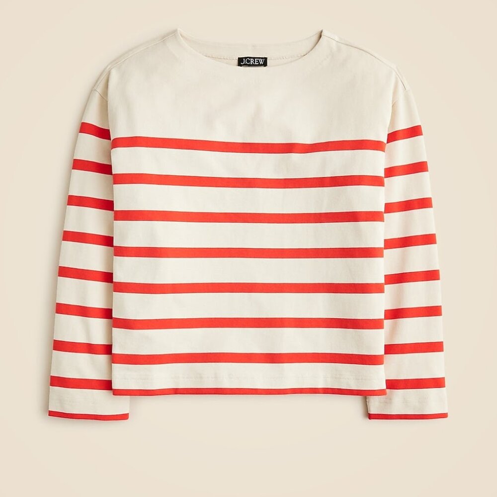 J. Crew Mariner jersey relaxed boatneck T shirt in stripe Size M